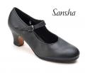 FL1Co Sansha - size 10, Black, Leather, 2.375" (6 cm), Flamenco, Regular Fit