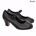 FL3L Sansha - size 10, Black, Leather, 2.375" (6 cm), Flamenco, Regular Fit
